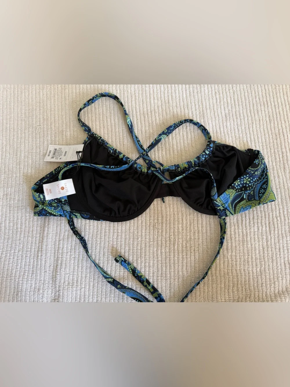 Shade & Shore Blue and Green Paisley Bikini Top - Picture 2 of 4